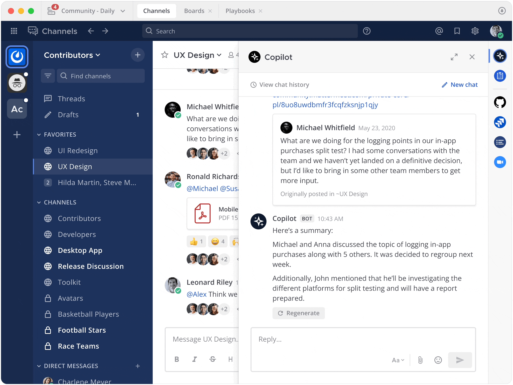 Bring your AI into the conversation. @mention your Copilot directly within any thread and use the context to work faster and smarter.