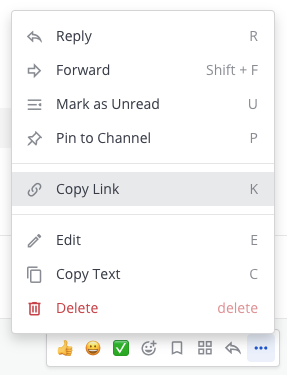 You can share links to messages with others using the More option.