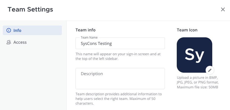 Manage the team icon from Team Settings.