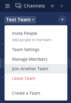 Select a team name to join another team.
