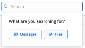 Use the Search field to serach for files attached to messages.